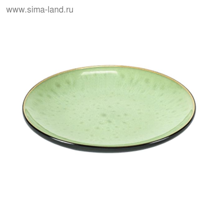 Тарелка "Пьюр" керамика, d=16, h=2 см, цвет зелёный, чёрный - Фото 1