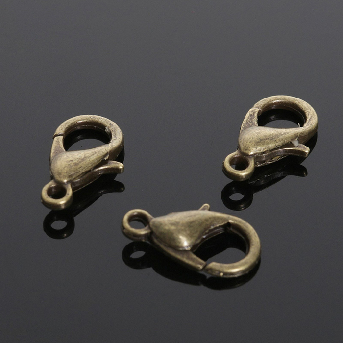 Замок-карабин СМ-536 (набор 10 шт.), 12×8 мм, бронзы - Фото 1