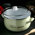 Кастрюля эмалированная «Лайм», 5.7 л, стеклянная крышка, индукция, цвет светло-зелёный - Фото 2