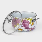 Кастрюля эмалированная «Пион», 5,1 л, d=22 см, стеклянная крышка, индукция - Фото 2