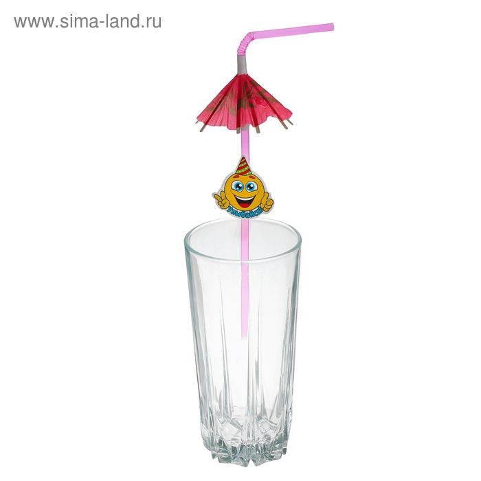 Набор коктейльных трубочек с зонтиком "Улыбайся", 6 шт. - Фото 1