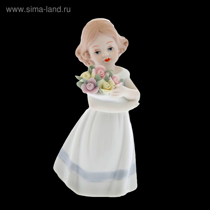Сувенир керамика "Малышка с букетом роз" 12х5,5х4 см - Фото 1