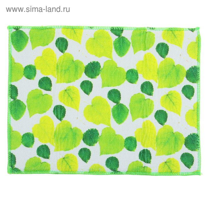 Коврик для сушки посуды Доляна «Зелёные листья», 30×40 см, микрофибра - Фото 1