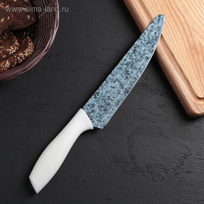 Нож кухонный с антиналипающим покрытием Доляна «Мрамор», лезвие 19 см - Фото 1