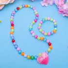 Набор детский "Выбражулька" 2 предмета: кулон, браслет, сердечко с бусинами, цвет МИКС - Фото 3