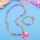 Набор детский "Выбражулька" 2 предмета: кулон, браслет, бабочка с бусинами, цвет МИКС - Фото 5
