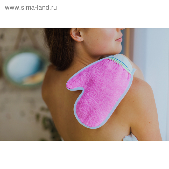 Мочалка - варежка для тела массажная, 20,5×15 см, цвет МИКС - Фото 1