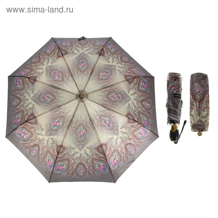 Зонт автоматический "Восточный мотив", R=51,5см, цвет бежевый - Фото 1