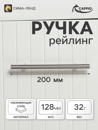 Ручка-рейлинг CAPPIO FRIDA, нержавеющая сталь, d=12 мм, м/о 128 мм, цвет матовый никель
