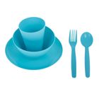 Набор посуды для детей, 5 предметов: тарелка, миска, стакан, ложка и вилка, цвет бирюза - Фото 1