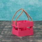 Кашпо деревянное 12×11×9 см "Однушка Лайт" реечное, ручка верёвка, розовый Дарим Красиво - Фото 3