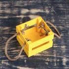 Кашпо деревянное 12×11×9 см "Однушка Лайт", двухреечное, ручка верёвка, жёлтый Дарим Красиво - Фото 2