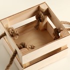 Кашпо деревянное 12×11×9 см "Однушка Лайт" реечное, ручка верёвка, натуральный Дарим Красиво - фото 9878319