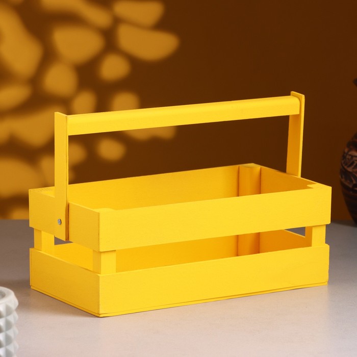 Кашпо деревянное 24.5×13.5×9 см "Двушка Лайт", двухреечное, жёлтый Дарим Красиво - Фото 1