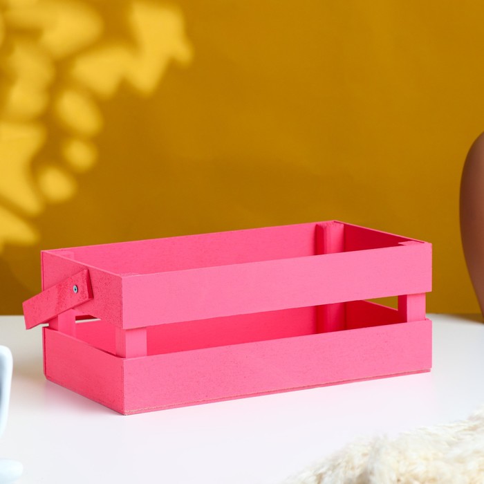 Кашпо деревянное 24.5×13.5×9 см "Двушка Лайт", двухреечное, розовый Дарим Красиво - Фото 1