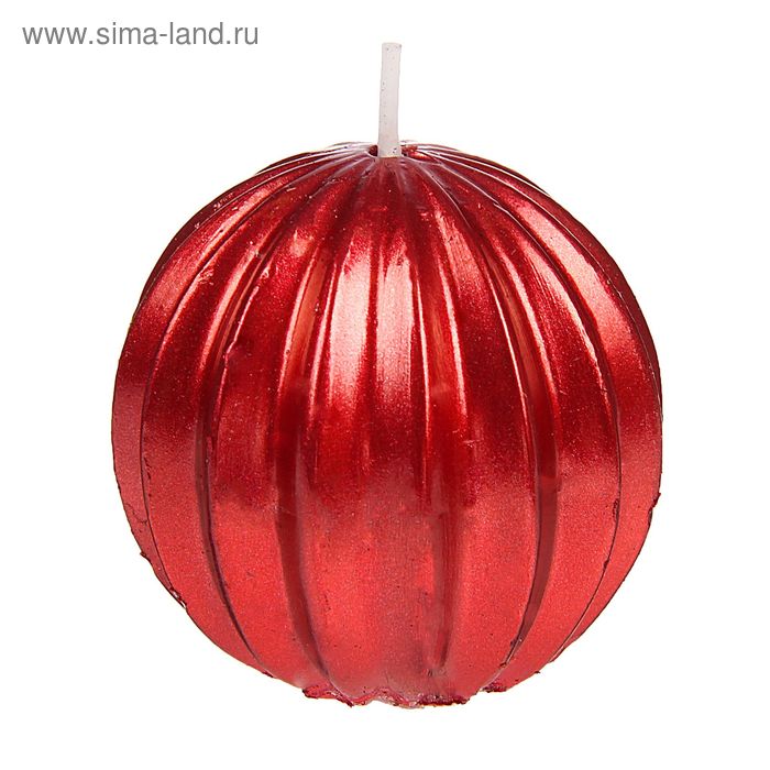 Свеча восковая "Жемчужный шар", цвет красный - Фото 1