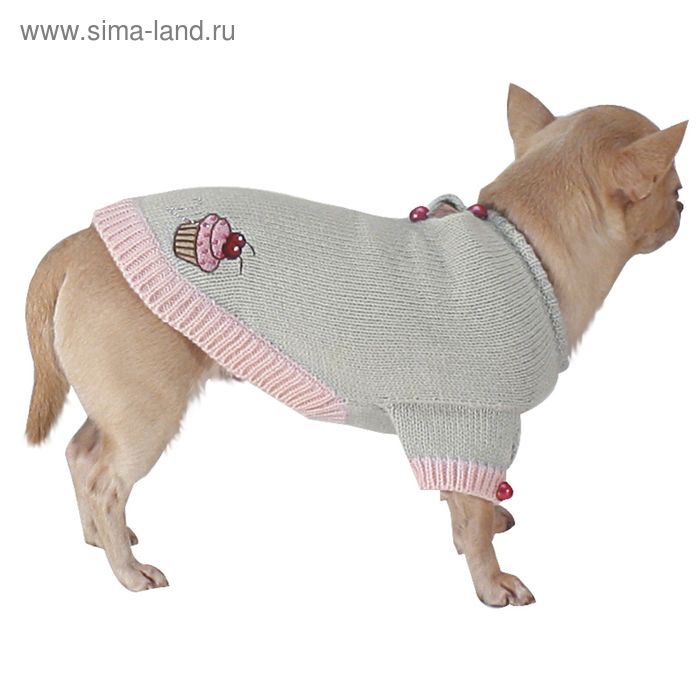 Свитер для собак "Пирожное", 25 см, серо/розовый - Фото 1