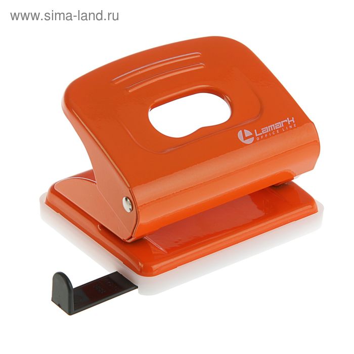 Дырокол с линейкой 20 листов, Lamark Metallic, оранжевый - Фото 1