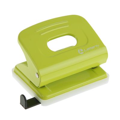 Дырокол до 20 листов, Lamark Metallic, с линейкой, светло-зелёный