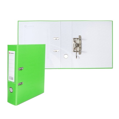 Папка-регистратор А4, 75 мм, Calligrata, ПВХ, металлическая окантовка, карман на корешок, собранная, светло-зеленая