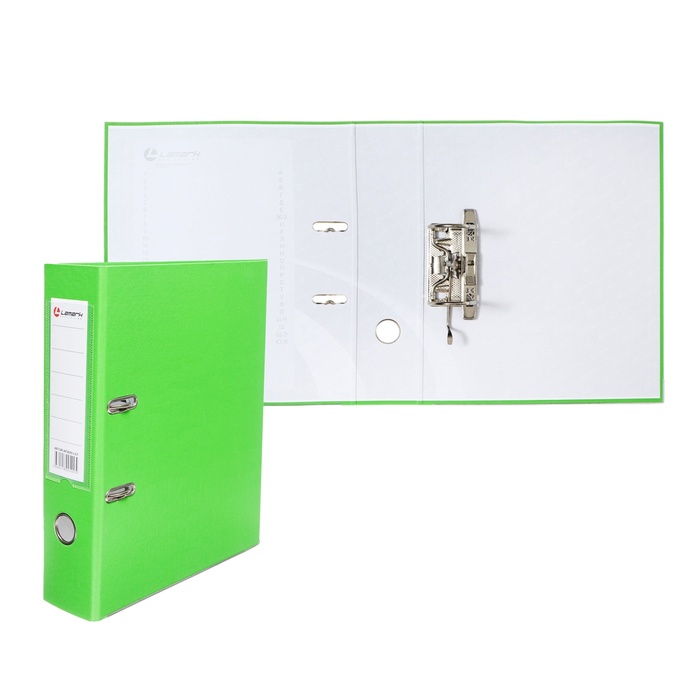 Папка-регистратор А4, 75 мм, Calligrata, ПВХ, металлическая окантовка, карман на корешок, собранная, светло-зеленая - Фото 1