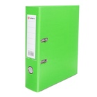 Папка-регистратор А4, 75 мм, ПВХ, тиснение «лен», металлическая окантовка, карман на корешок, собранная, светло-зеленая - Фото 2