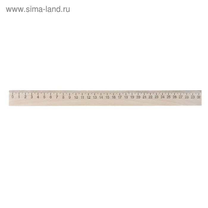 Линейка деревянная 30 см, Calligrata (штрих-код), Россия - Фото 1