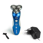 Электробритва Centek CT-2170, 3 Вт, роторная, 3 плавающие головки, черно-голубая - Фото 1