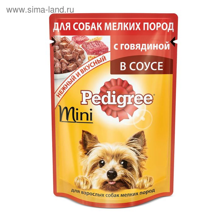 Влажный корм Pedigree для собак мини пород, говядина, пауч, 85 г - Фото 1