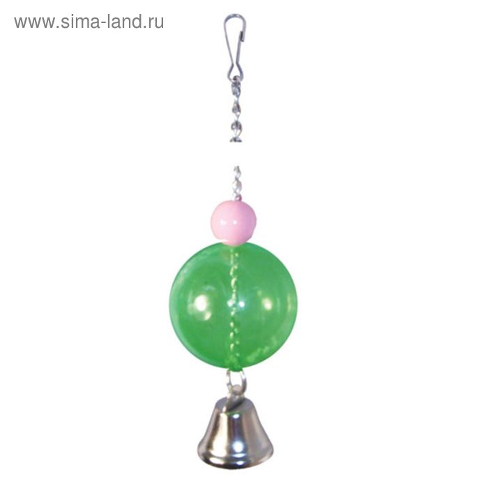 Шар для птиц Triol  с колокольчиком, 22 см, шарик 4 см, микс - Фото 1