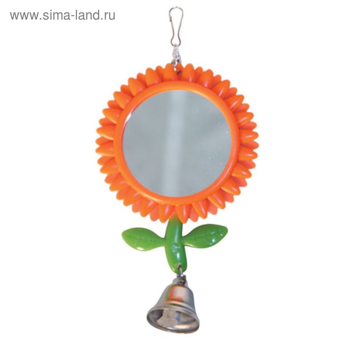 Зеркало-подсолнух для птиц Triol с колокольчиком, 8×17.5 см - Фото 1