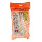 Удлинитель UNIVersal S-303, 3 розетки, 3 м, ПВС 3х1, 16 А, с з/к, с кнопкой вкл/выкл - фото 51506060