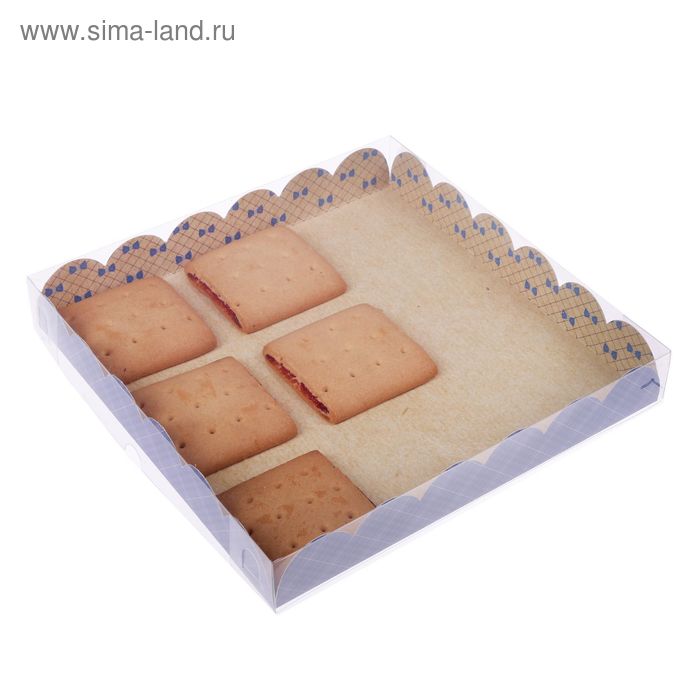 Коробка для кондитерских изделий с PVC крышкой "Вкусности", 21 х 21 х 3 см - Фото 1