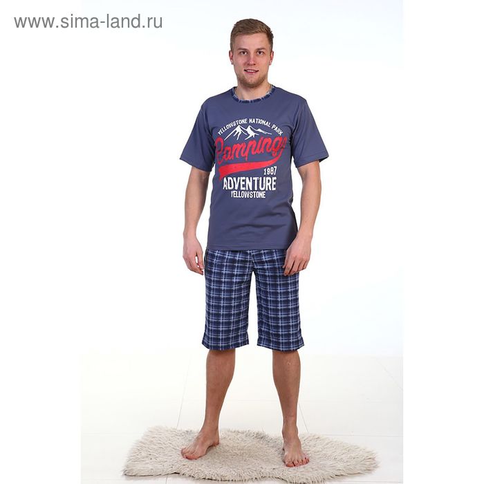 Пижама мужская (футболка, шорты), микс, размер 54 - Фото 1