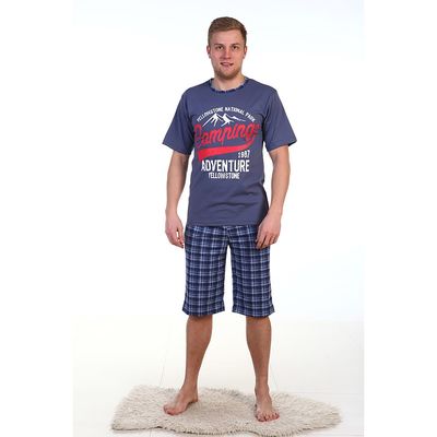 Пижама мужская (футболка, шорты), микс, размер 52