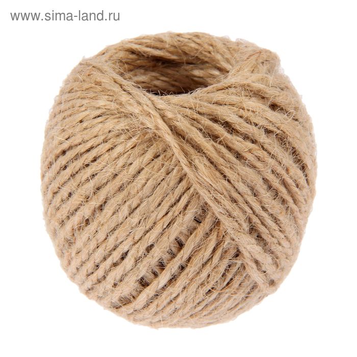 Шпагат джутовый, скрученный d=1.5 мм,30 м, цвет натуральный - Фото 1