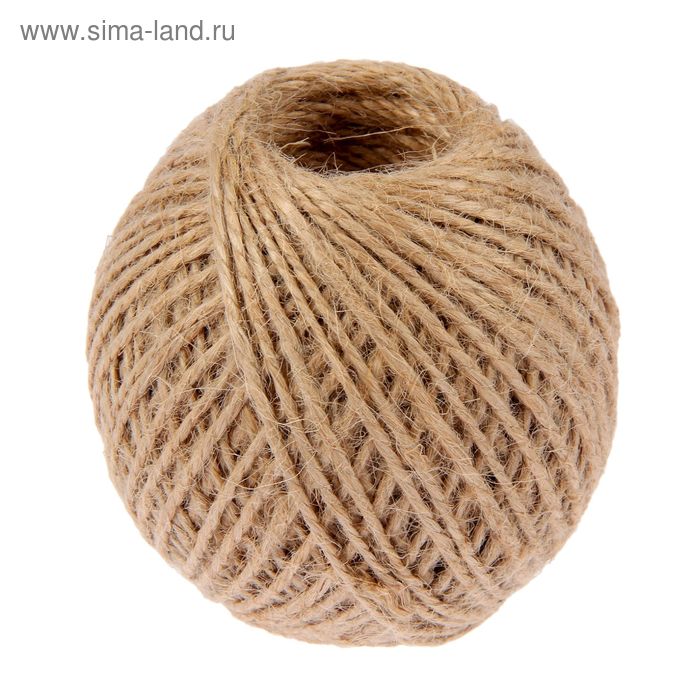 Шпагат джутовый, скрученный d=1.5 мм, 100 м «Шнурком», цвет натуральный - Фото 1