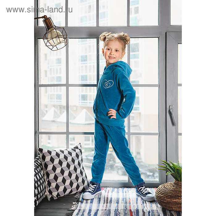 Комплект для девочки (толстовка, брюки), рост 146-152 см, цвет синий 080-М - Фото 1