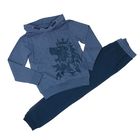 Комплект для мальчика (толстовка, брюки), рост 146-152 см, цвет синий меланж 184-М - Фото 1