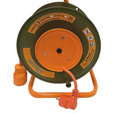 Сварочный удлинитель на катушке с выносной розеткой GLANZEN, 30 м, 16 А, ПВС 2×2.5, EB-30-010