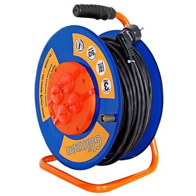 Удлинитель морозостойкий на катушке Glanzen, 4 розетки, 50 м, 16 А,  IP44, КГ 3х1,5