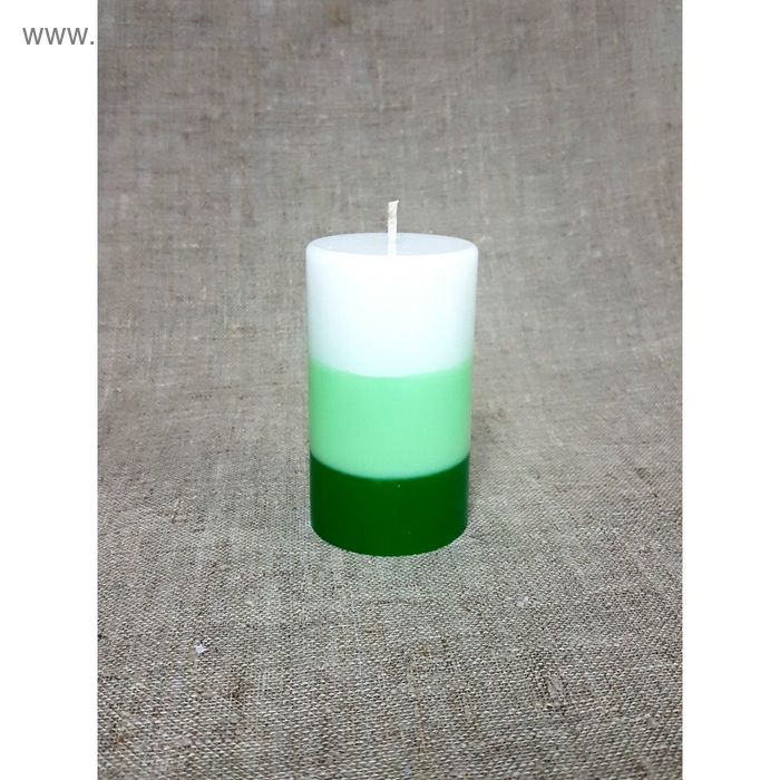 Свеча - цилиндр, 60*100 полоска зеленая - Фото 1