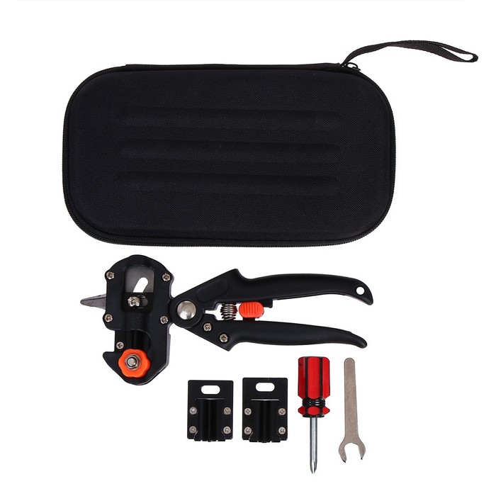 Набор профессиональный: секатор прививочный, 2 насадки, отвёртка, гаечный ключ, в чехле, Greengo - Фото 1