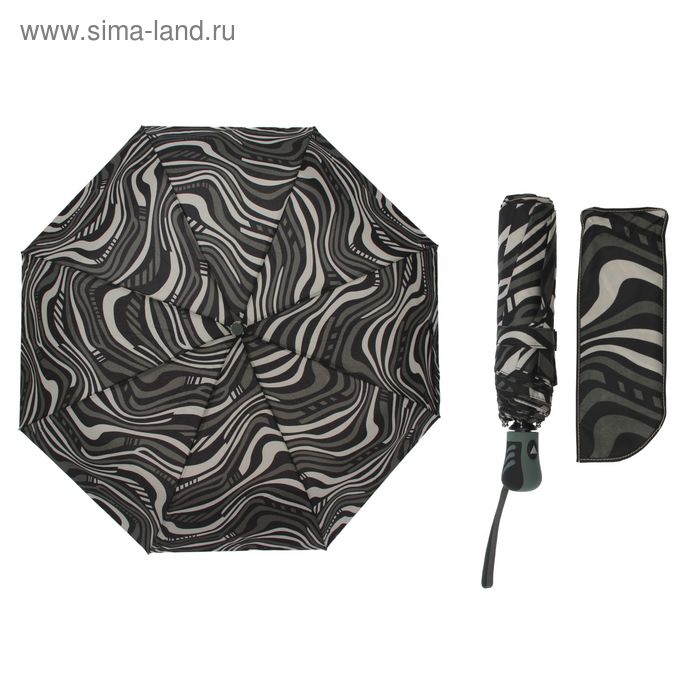 Зонт полуавтоматический "Волна", R=55см, цвет серый - Фото 1