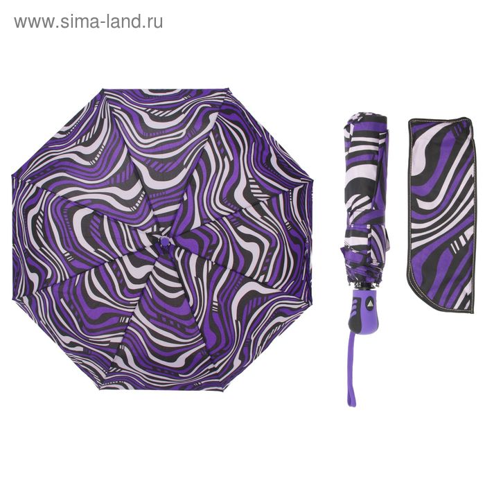 Зонт полуавтоматический "Волна", R=55см, цвет фиолетовый - Фото 1