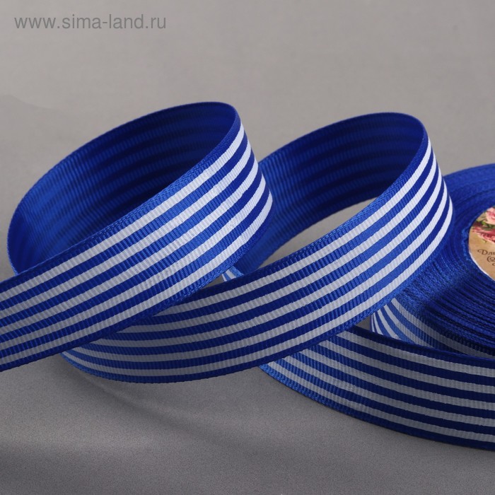 Лента репсовая «Полоски», 25 мм, 23 ± 1 м, цвет синий №040