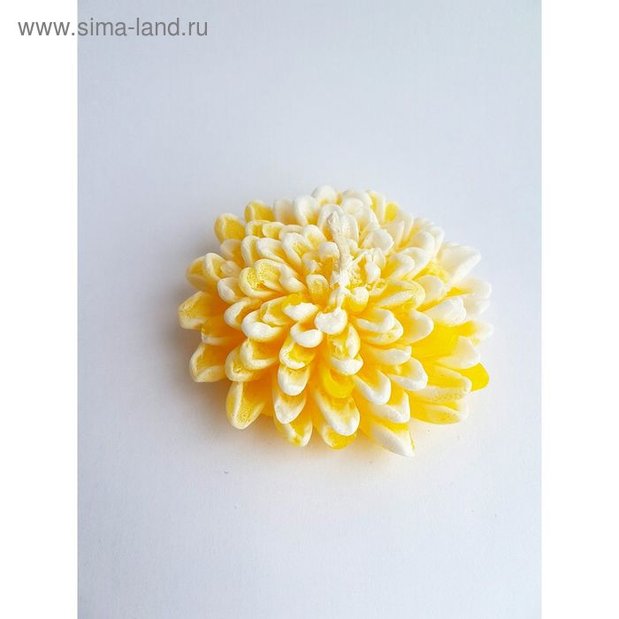 Свеча "Ручная работа" Хризантема желтая с белым 7*2,7 - Фото 1