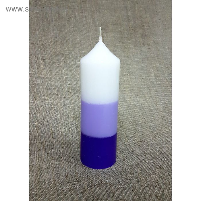 Свеча - цилиндр, 50*155, полоска фиолетовая - Фото 1
