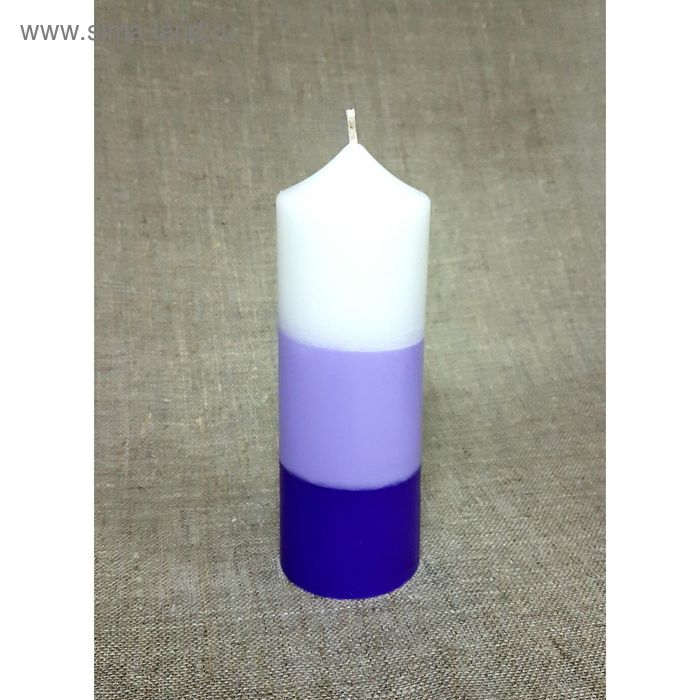 Свеча - цилиндр, 60*170в полоска фиолетовая - Фото 1