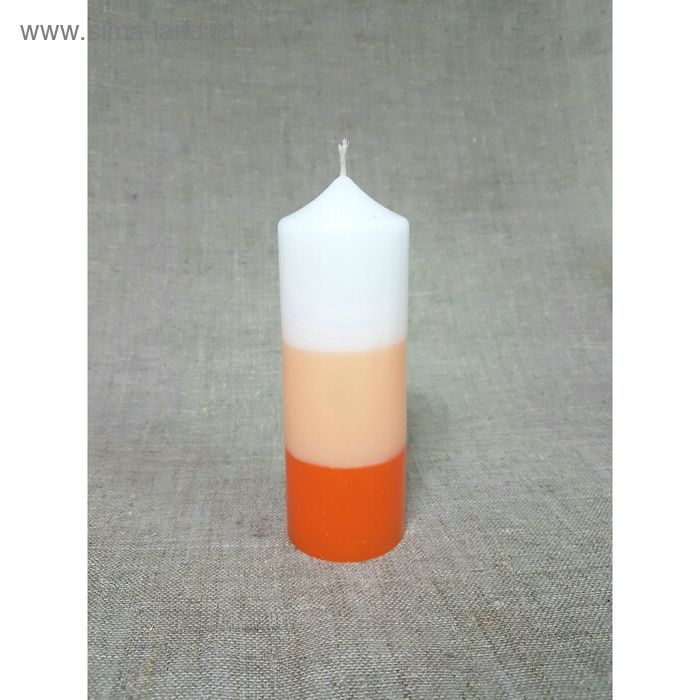 Свеча - цилиндр, 50*155, полоска оранжевая - Фото 1